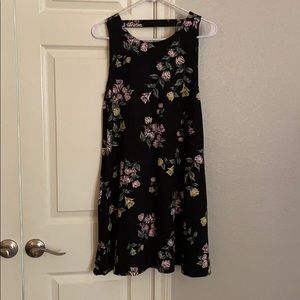 Black Floral Strapless Low Back Detail Dress